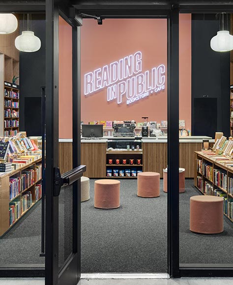 Looking inside the Reading in Public Bookstore
